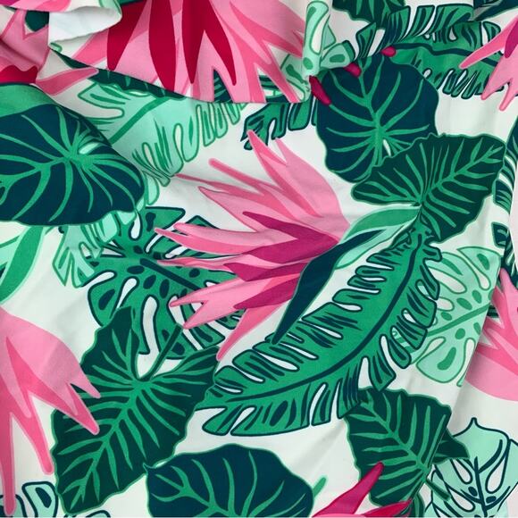 Matilda Jane womens medium Pink Green One Piece Swimsuit Ruffle tropical - Picture 5 of 9